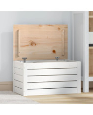 Boîte de rangement Blanc 59,5x36,5x33 cm Bois massif de pin | Mobilier & Déco