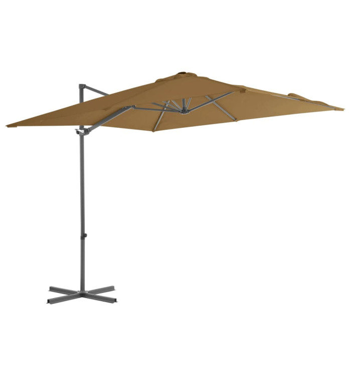 Parasol de jardin en porte-à-faux avec mât en acier taupe | Mobilier & Déco