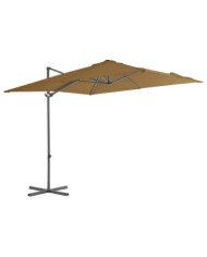 Parasol de jardin en porte-à-faux avec mât en acier taupe | Mobilier & Déco
