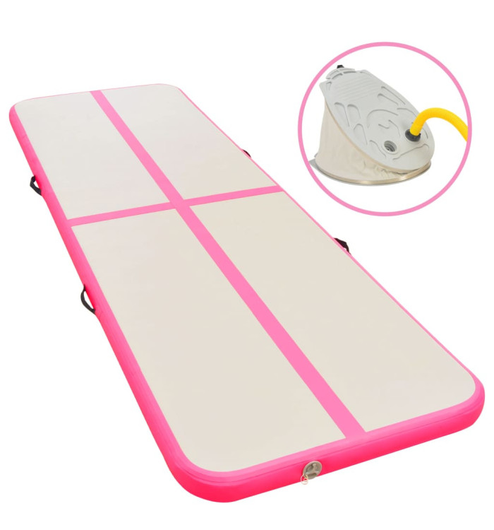 Tapis gonflable de gymnastique avec pompe 700x100x10cm PVC Rose | Mobilier & Déco