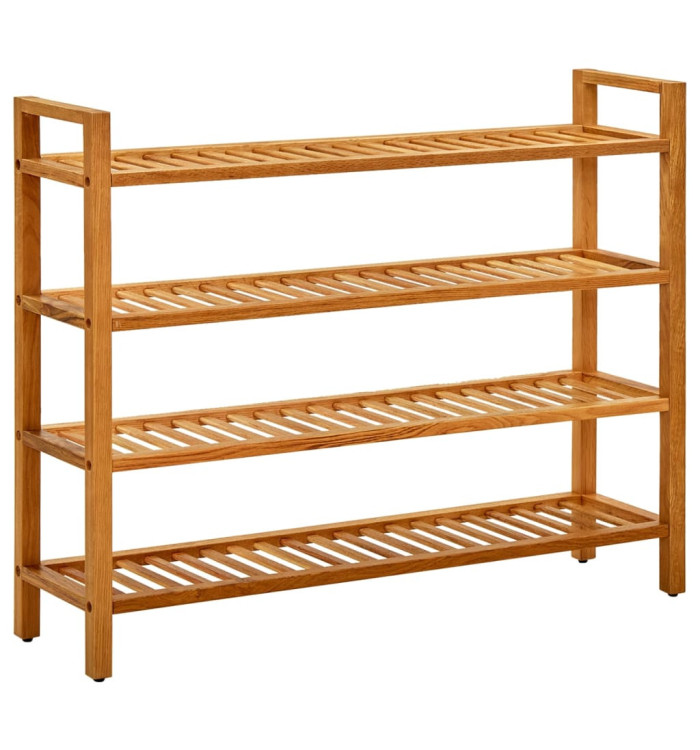Étagère à chaussures à 4 niveaux 100x27x80 cm Chêne massif | Mobilier & Déco