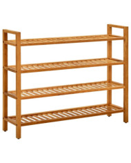 Étagère à chaussures à 4 niveaux 100x27x80 cm Chêne massif | Mobilier & Déco