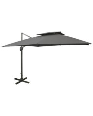 Parasol de jardin en porte-à-faux avec double toit anthracite | Mobilier & Déco