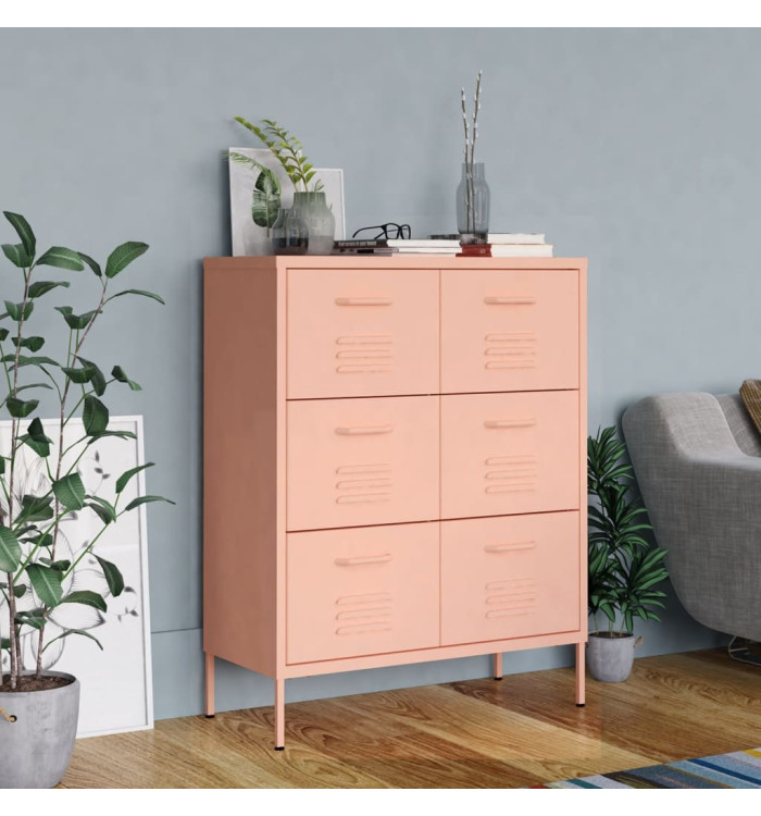 Armoire à tiroirs Rose 80x35x101,5 cm Acier | Mobilier & Déco