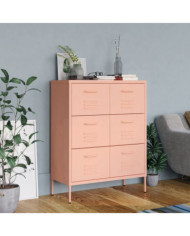Armoire à tiroirs Rose 80x35x101,5 cm Acier | Mobilier & Déco