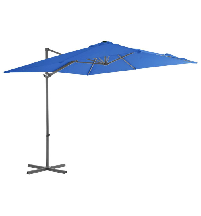 Parasol de jardin en porte-à-faux avec mât en acier bleu azuré | Mobilier & Déco