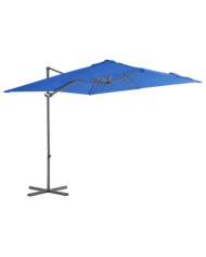 Parasol de jardin en porte-à-faux avec mât en acier bleu azuré | Mobilier & Déco