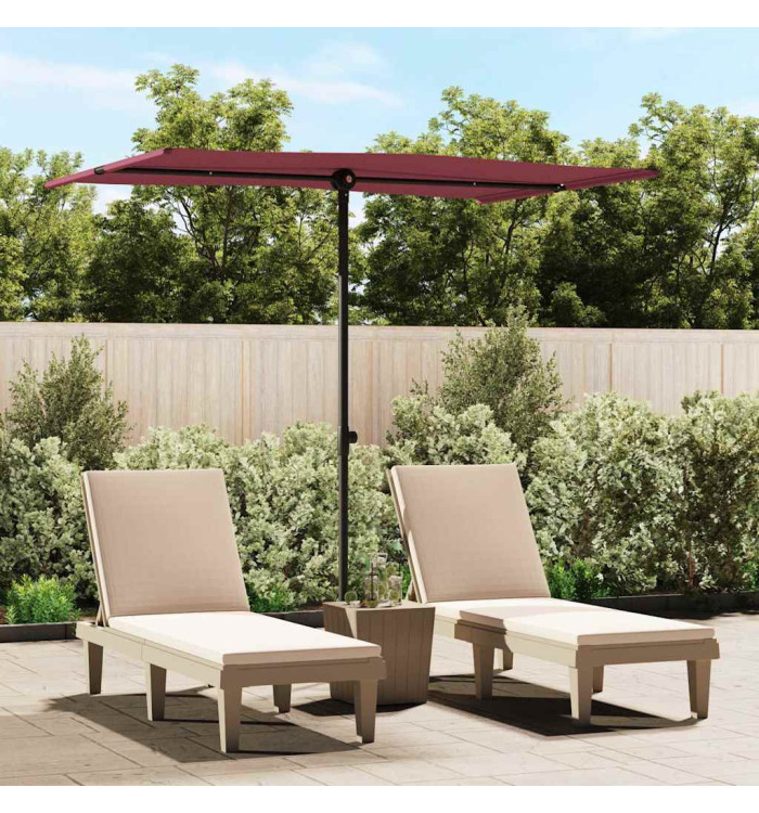 Parasol de jardin et mât en aluminium 2x1,5 m rouge bordeaux | Mobilier & Déco