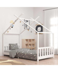 Cadre de lit d'enfant Blanc Bois de pin massif 90 x 200 cm | Mobilier & Déco
