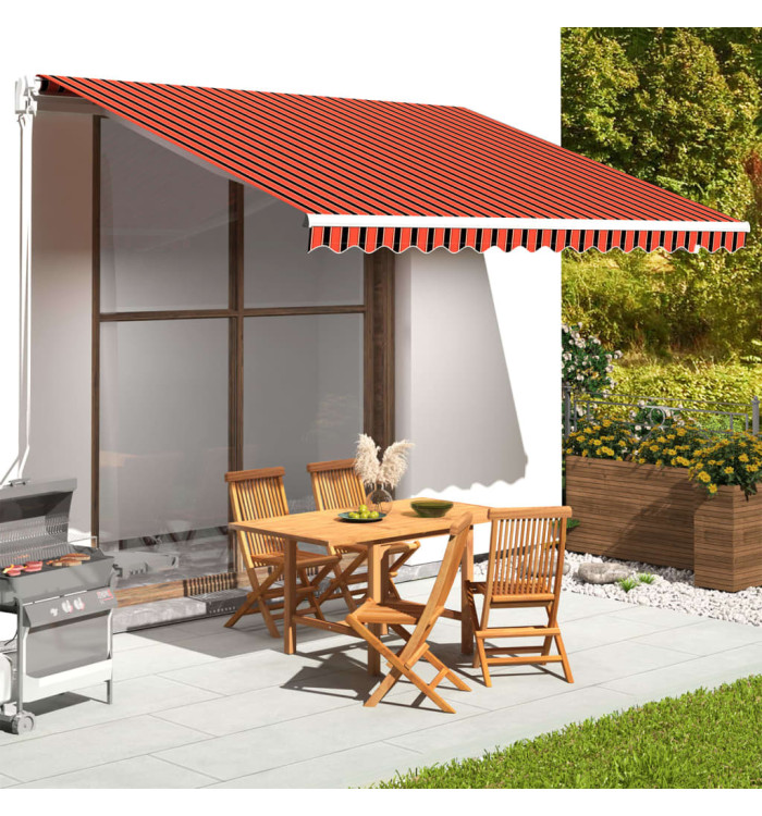 Tissu de remplacement pour auvent Orange et marron 4x3,5 m | Mobilier & Déco