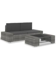 Salon de jardin 3 pcs Résine tressée Gris | Mobilier & Déco