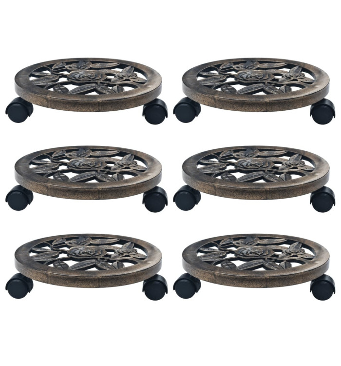Chariots pour plantes 6 pcs Bronze 30 cm Plastique | Mobilier & Déco