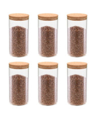 6pcs Pots de conservation en verre et couvercle en liège 1100ml | Mobilier & Déco