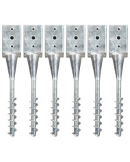 Piquets au sol 6 pcs Argenté 9x9x56 cm Acier galvanisé | Mobilier & Déco