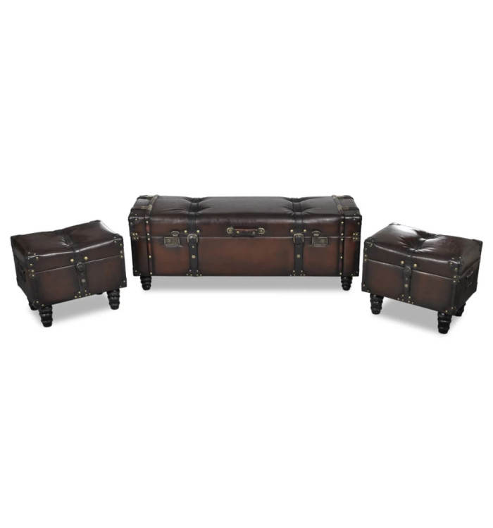 Ensemble de bancs de rangement 3 pcs Marron | Mobilier & Déco