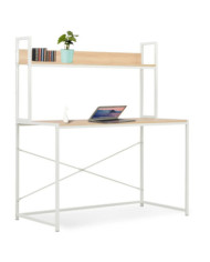 Bureau d'ordinateur Blanc et chêne 120 x 60 x 138 cm | Mobilier & Déco