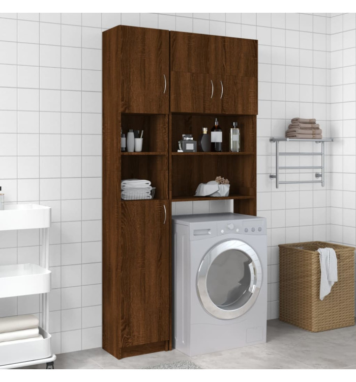 Armoire de bain Chêne marron 32x25,5x190 cm Bois d'ingénierie | Mobilier & Déco