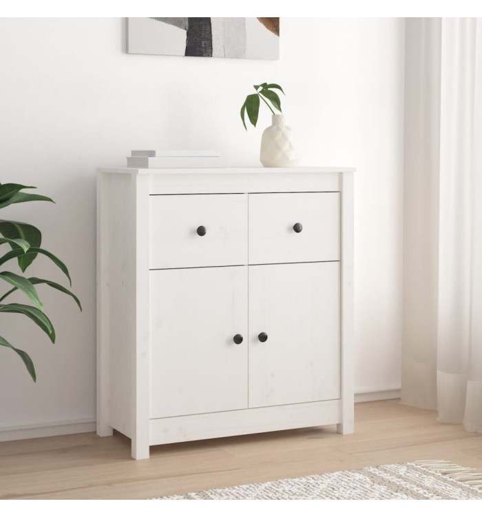 Buffet blanc 70x35x80 cm bois massif de pin | Mobilier & Déco