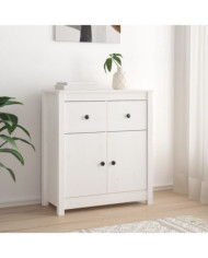 Buffet blanc 70x35x80 cm bois massif de pin | Mobilier & Déco