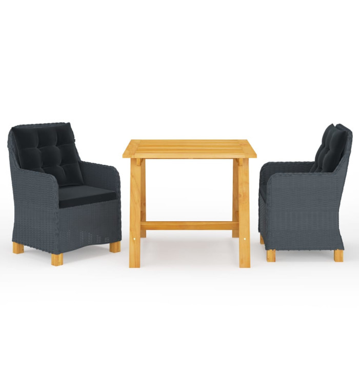 Ensemble à manger de jardin 3 pcs Gris foncé | Mobilier & Déco