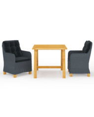 Ensemble à manger de jardin 3 pcs Gris foncé | Mobilier & Déco