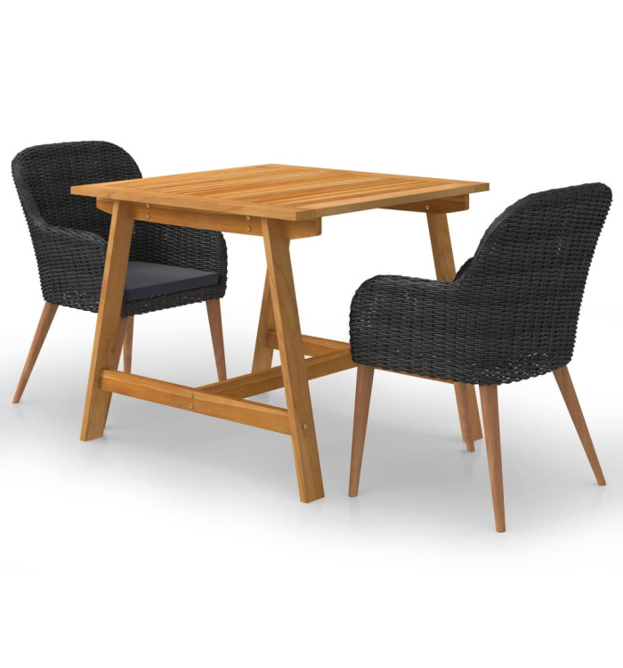 Ensemble à manger de jardin 3 pcs Noir | Mobilier & Déco