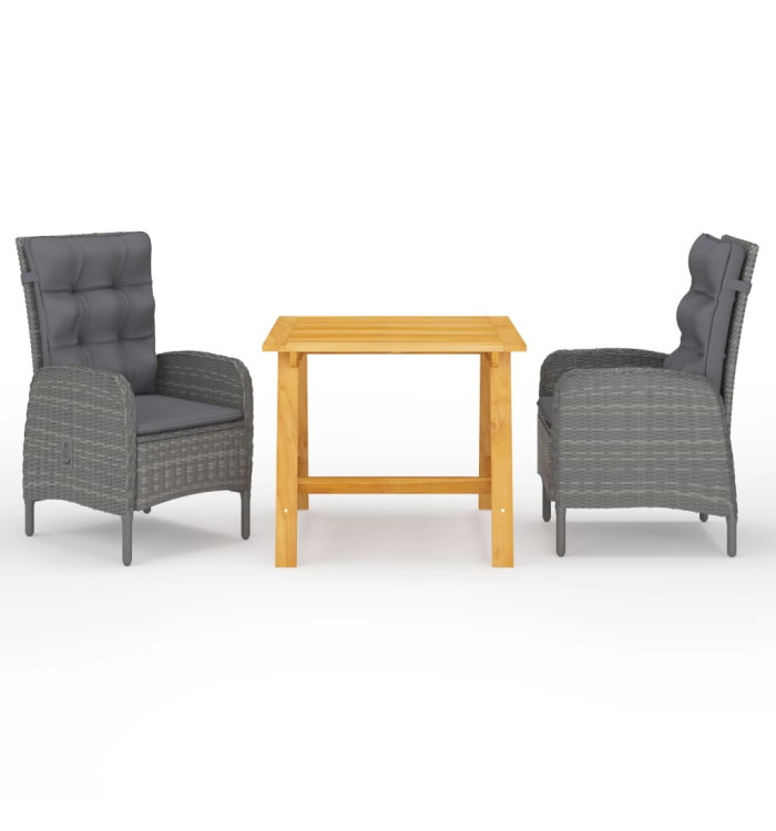 Ensemble à manger de jardin 3 pcs Gris | Mobilier & Déco