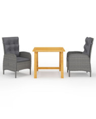 Ensemble à manger de jardin 3 pcs Gris | Mobilier & Déco