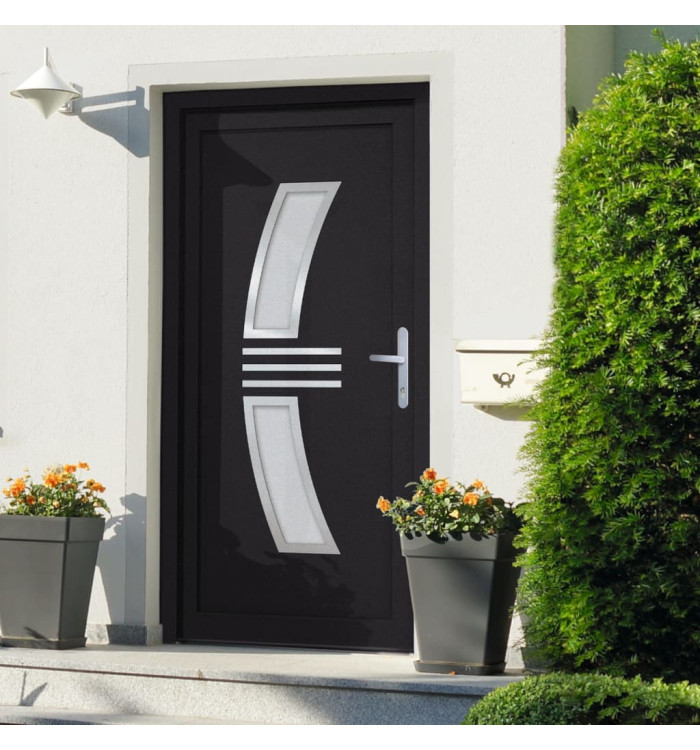 Porte d'entrée anthracite 108x200 cm PVC | Mobilier & Déco