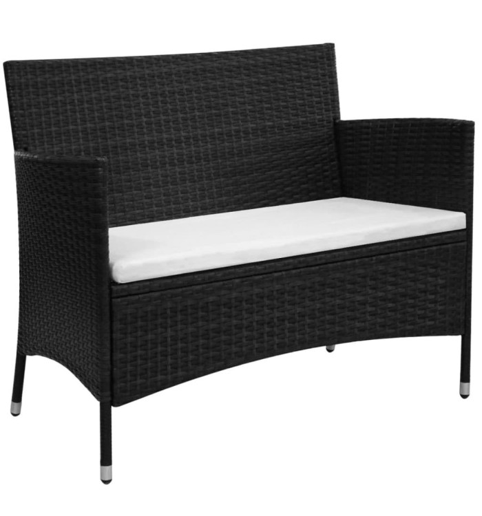 Banc de jardin 90 cm Résine tressée Noir | Mobilier & Déco