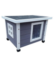 @Pet Maison d'extérieur pour chats XL 68,5x54x51,5 cm Bois Gris/blanc | Mobilier & Déco