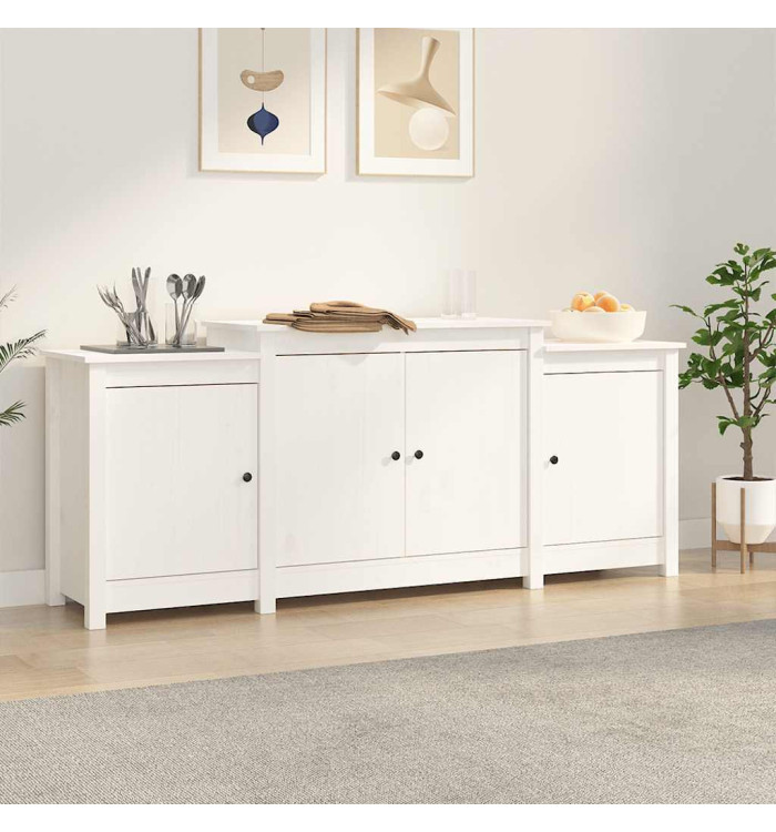 Buffet Blanc 164x37x68 cm Bois massif de pin | Mobilier & Déco