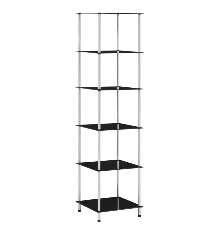 Étagère 6 niveaux Noir 40x40x160 cm Verre trempé | Mobilier & Déco