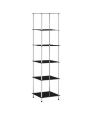 Étagère 6 niveaux Noir 40x40x160 cm Verre trempé | Mobilier & Déco