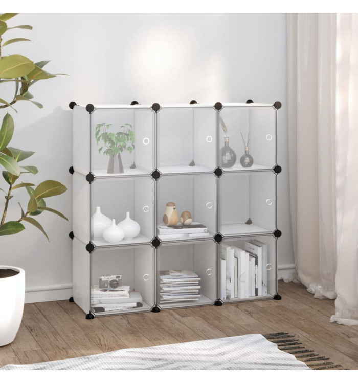 Cubes de rangement 9 pcs avec portes Transparent PP | Mobilier & Déco