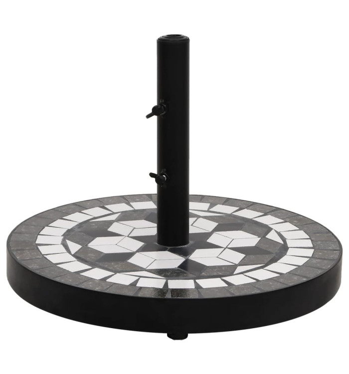 Base de parasol noir et blanc rond 12 kg | Mobilier & Déco