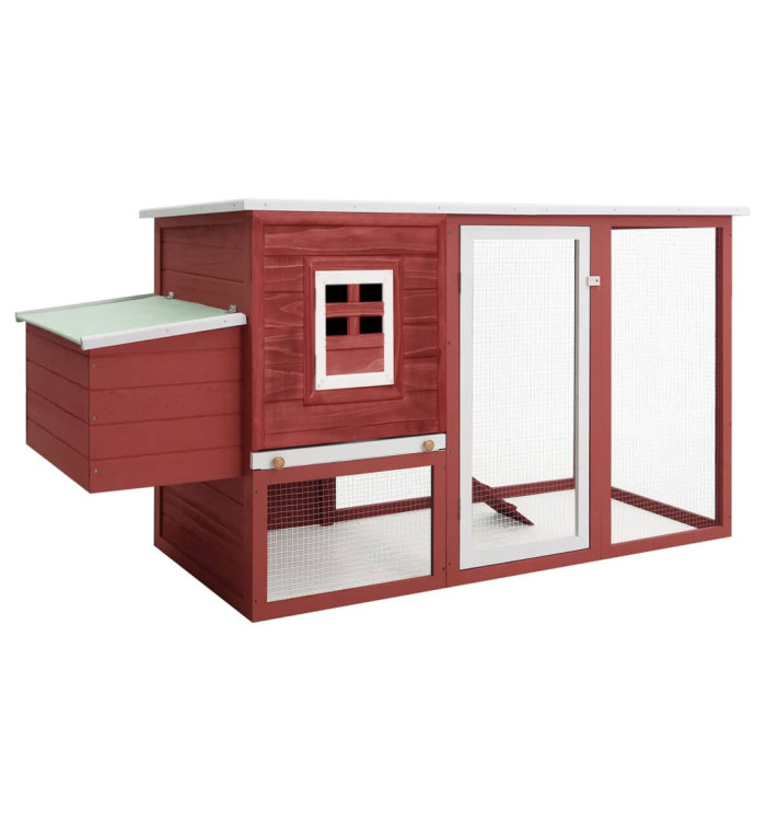 Poulailler d'extérieur avec 1 nichoir Rouge Bois | Mobilier & Déco