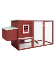 Poulailler d'extérieur avec 1 nichoir Rouge Bois | Mobilier & Déco