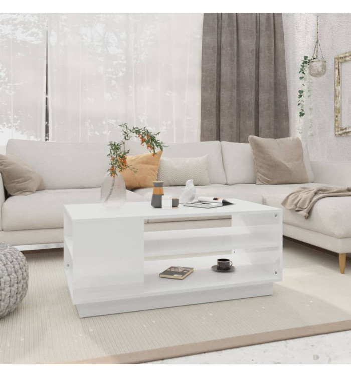 Table basse blanc 102x55x43 cm bois d'ingénierie | Mobilier & Déco