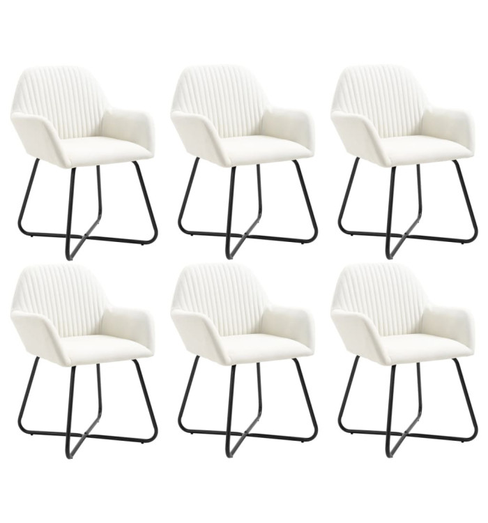 Chaises à manger lot de 6 crème tissu | Mobilier & Déco
