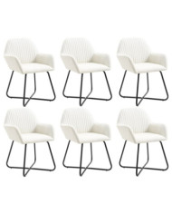 Chaises à manger lot de 6 crème tissu | Mobilier & Déco