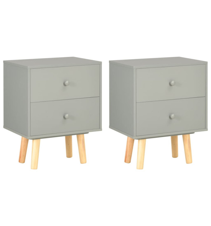 Tables de chevet 2 pcs Gris 40 x 30 x 50 cm Pin massif | Mobilier & Déco