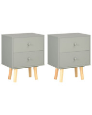 Tables de chevet 2 pcs Gris 40 x 30 x 50 cm Pin massif | Mobilier & Déco