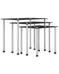 Tables gigognes 3 pcs Noir Verre trempé | Mobilier & Déco