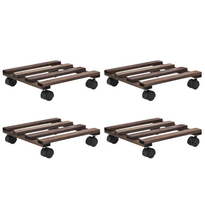 Support roulant à plantes Bois de cèdre 4 pcs 25 x 25 cm | Mobilier & Déco