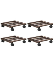 Support roulant à plantes Bois de cèdre 4 pcs 25 x 25 cm | Mobilier & Déco