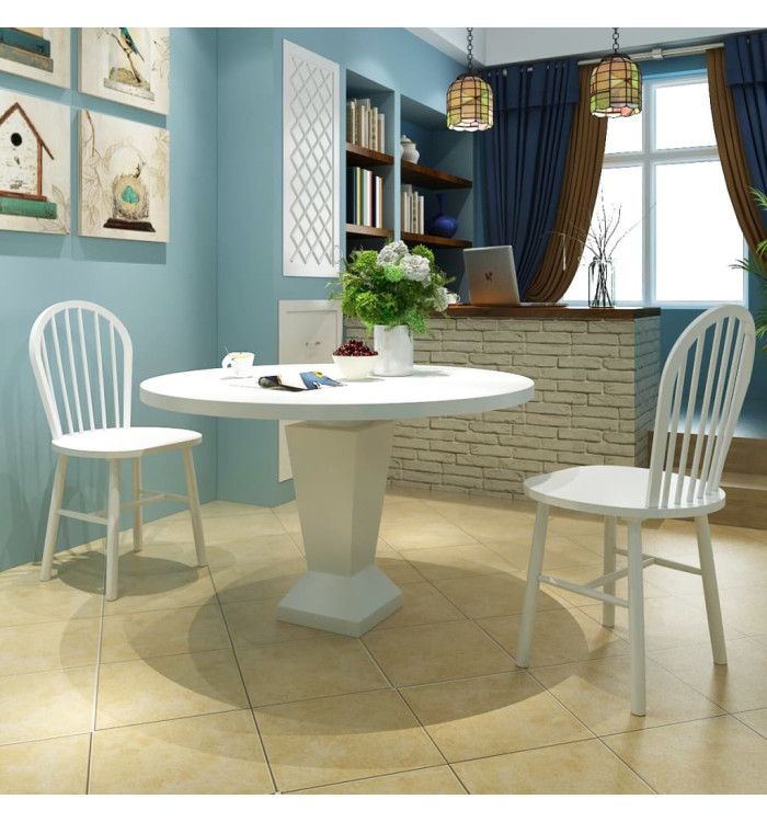 Chaises à manger lot de 2 blanc bois d'hévéa solide | Mobilier & Déco