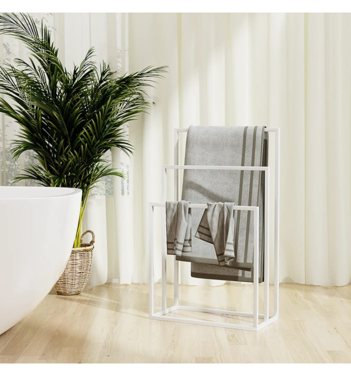 Porte-serviettes sur pied Blanc 48x24x79 cm Fer | Mobilier & Déco