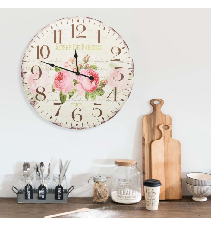 Horloge murale vintage Fleur 60 cm | Mobilier & Déco