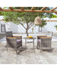 Ensemble à manger de jardin 3 pcs Résine tressée Gris | Mobilier & Déco
